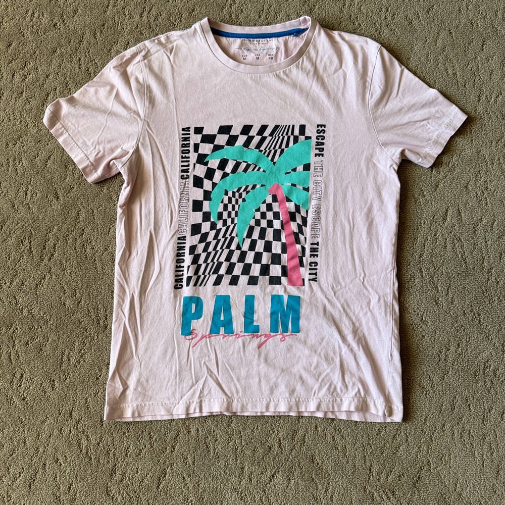 Denim & Flower White Short Sleeve Tee with Retro Graphic